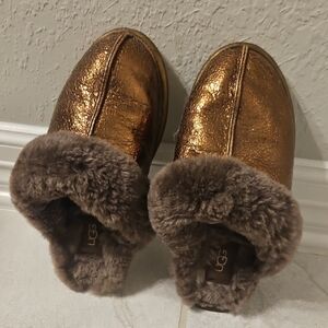 UGG Kids Shiny Bronze Slippers
